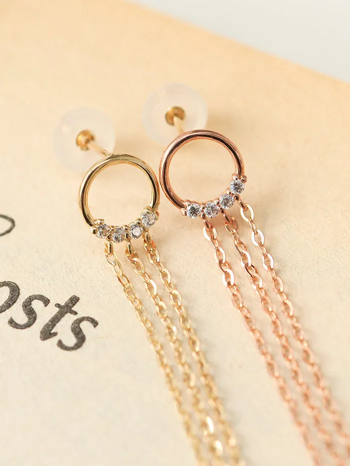 14K gold Circle Long threader drop earring 20g MinimalBijoux Earrings