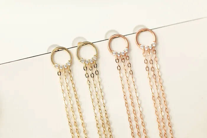 14K gold Circle Long threader drop earring 20g MinimalBijoux Earrings