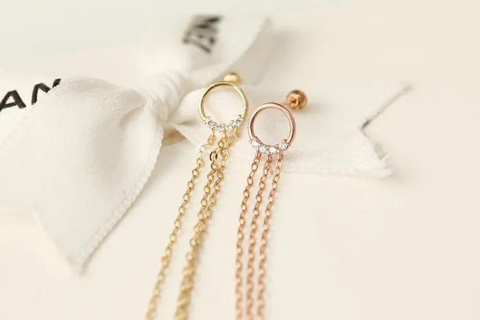 14K gold Circle Long threader drop earring 20g MinimalBijoux Earrings