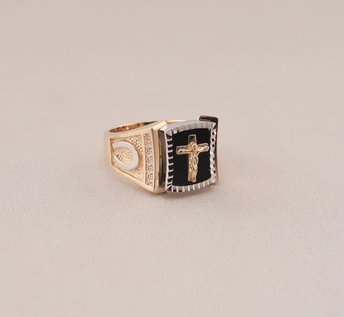 14K Gold Cross Mens Ring RG3367 AB and J Rings 14K Gold Cross Mens Ring RG3367 AB and J Rings