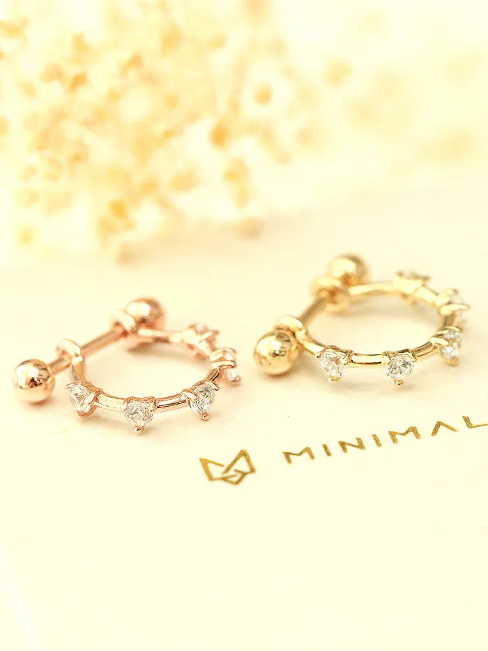 14K Gold Cubic CType Cartilage Earring 20G18G MinimalBijoux Earrings