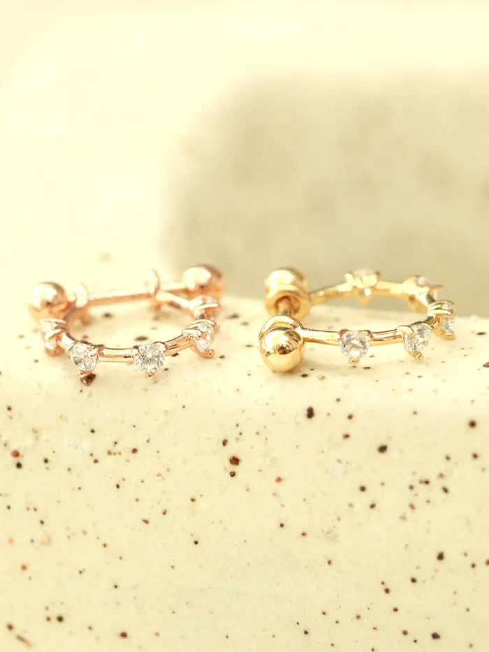 14K Gold Cubic CType Cartilage Earring 20G18G MinimalBijoux Earrings