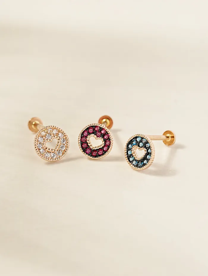 14K Gold Heart Candy Internally Threaded Labret Piercing 18G16G MinimalBijoux Necklaces 14K Gold Heart Candy Internally Threaded Labret Piercing 18G16G MinimalBijoux Necklaces