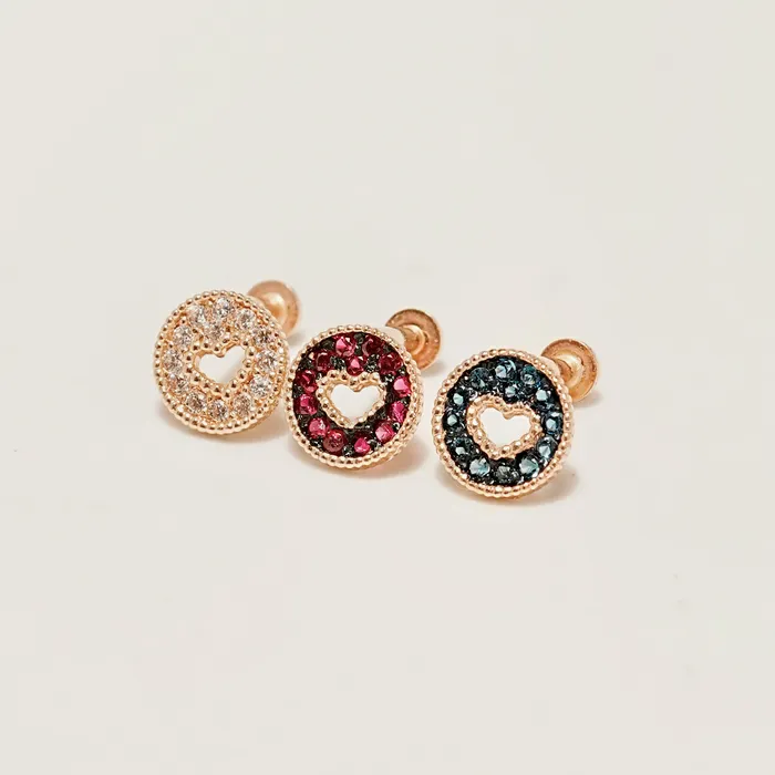 14K Gold Heart Candy Internally Threaded Labret Piercing 18G16G MinimalBijoux Necklaces