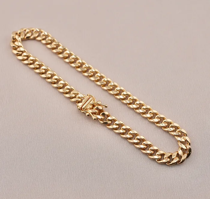 14K Gold Hollow Miami Cuban Bracelet 57mm 8 Inch AB and J Bracelets