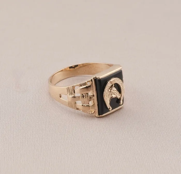 14K Gold Horse Mens Ring RG1523 AB and J Rings 14K Gold Horse Mens Ring RG1523 AB and J Rings