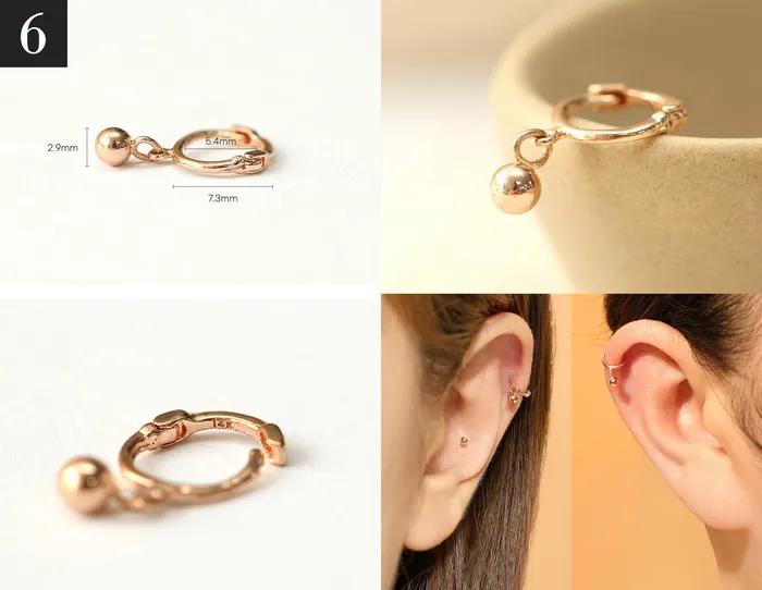 14K Gold Mini Cartilage Hoop Earring MinimalBijoux Earrings