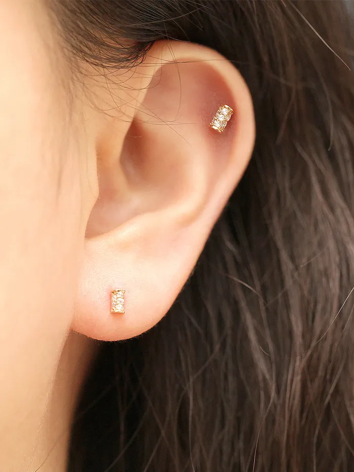 14K Gold Mini Hammer Cartilage Earring 20G18G16G MinimalBijoux Earrings