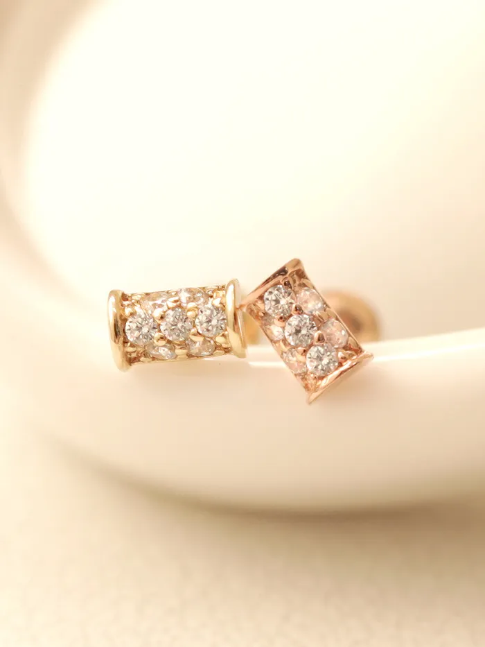 14K Gold Mini Hammer Cartilage Earring 20G18G16G MinimalBijoux Earrings
