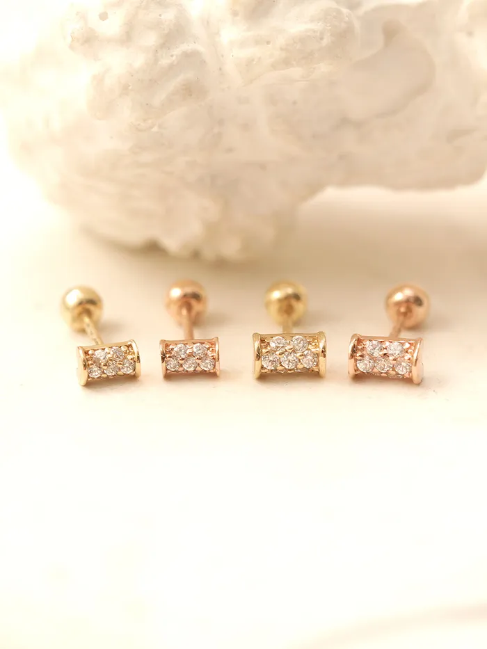 14K Gold Mini Hammer Cartilage Earring 20G18G16G MinimalBijoux Earrings