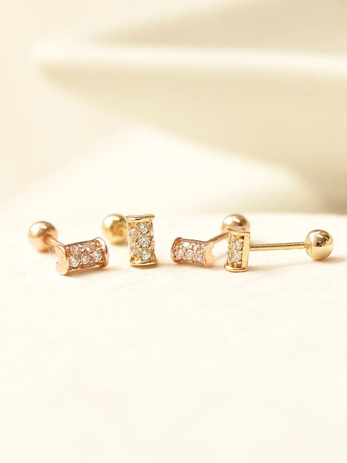 14K Gold Mini Hammer Cartilage Earring 20G18G16G MinimalBijoux Earrings