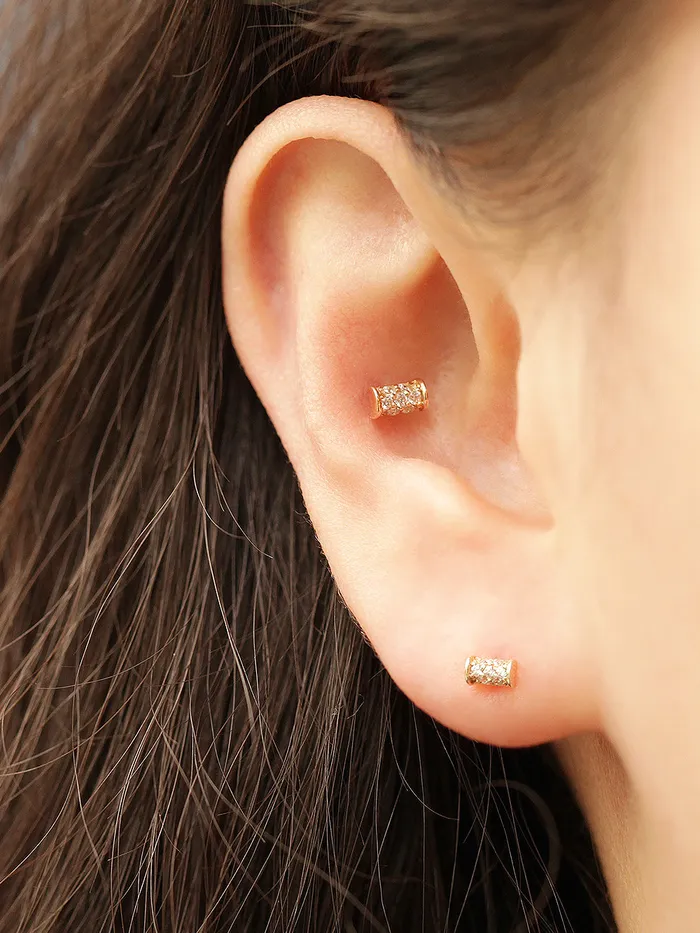 14K Gold Mini Hammer Cartilage Earring 20G18G16G MinimalBijoux Earrings