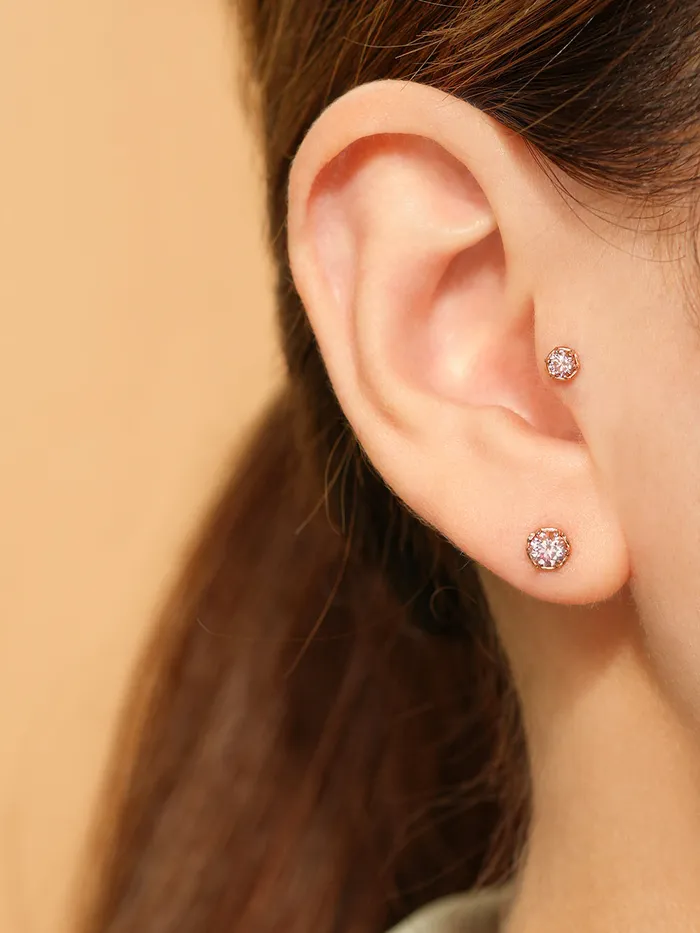 14K Gold Moissanite Imperial Internally Threaded Labret 18G16G MinimalBijoux PreStyled Sets