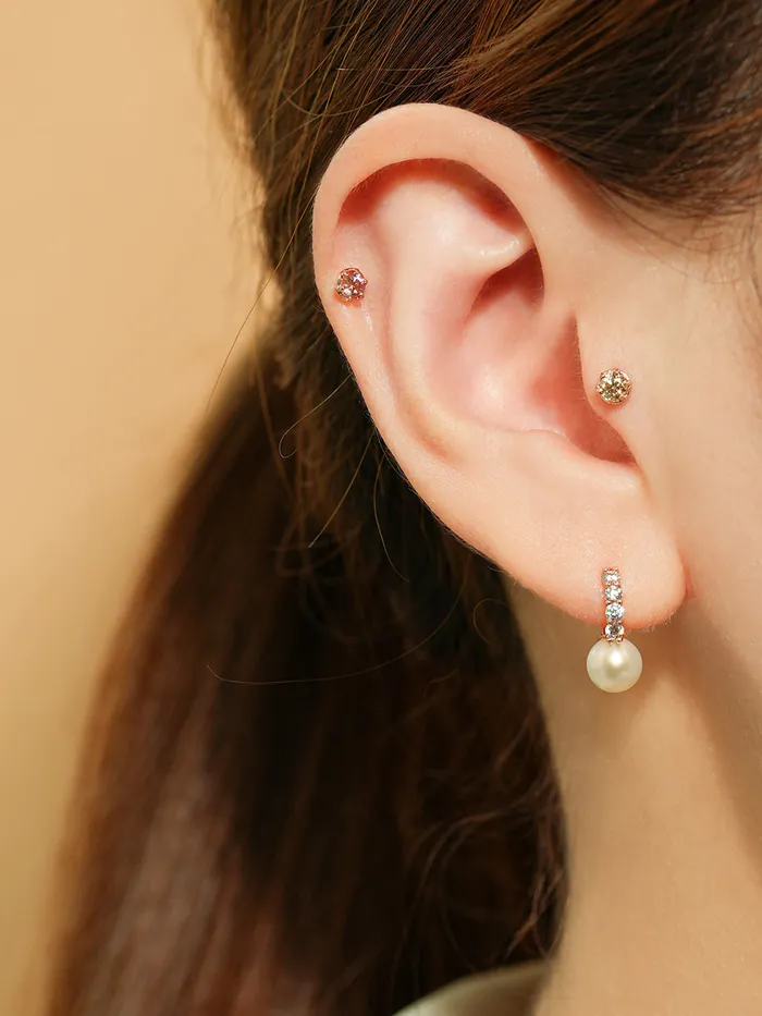 14K Gold Moissanite Imperial Internally Threaded Labret 18G16G MinimalBijoux PreStyled Sets