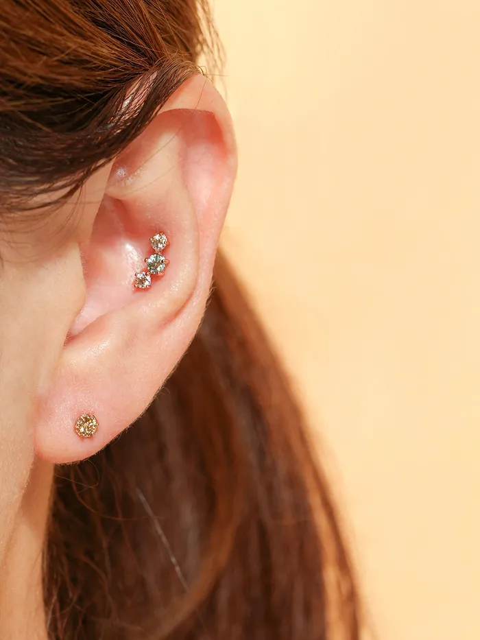 14K Gold Moissanite Imperial Internally Threaded Labret 18G16G MinimalBijoux PreStyled Sets