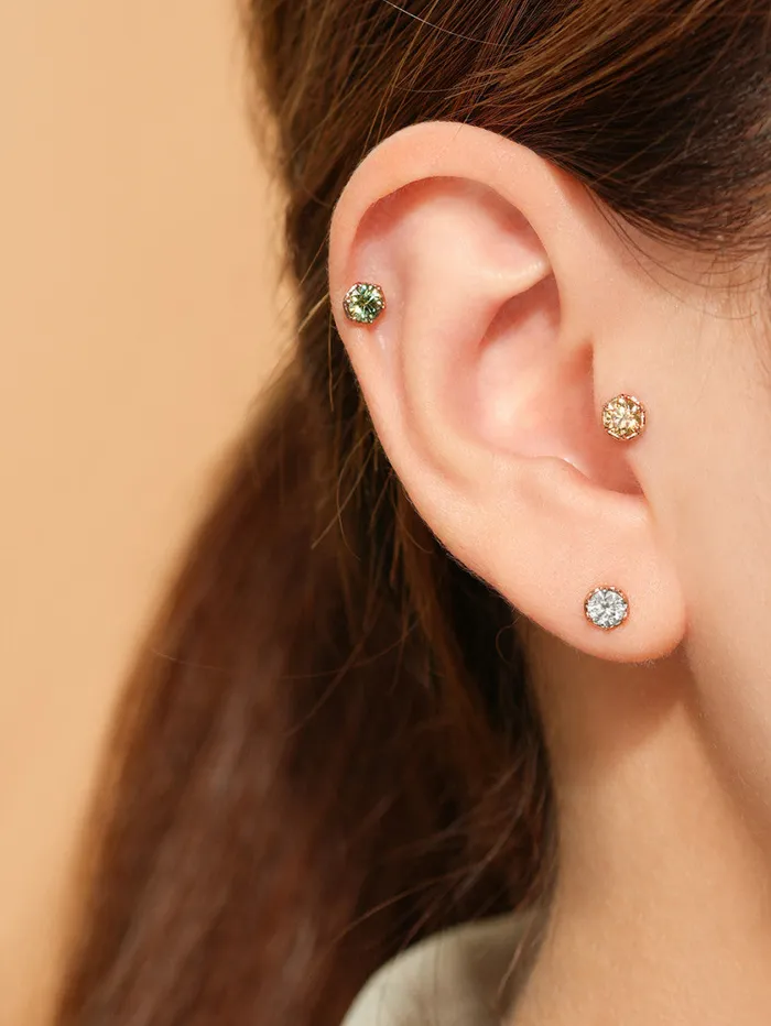 14K Gold Moissanite Imperial Internally Threaded Labret 18G16G MinimalBijoux PreStyled Sets