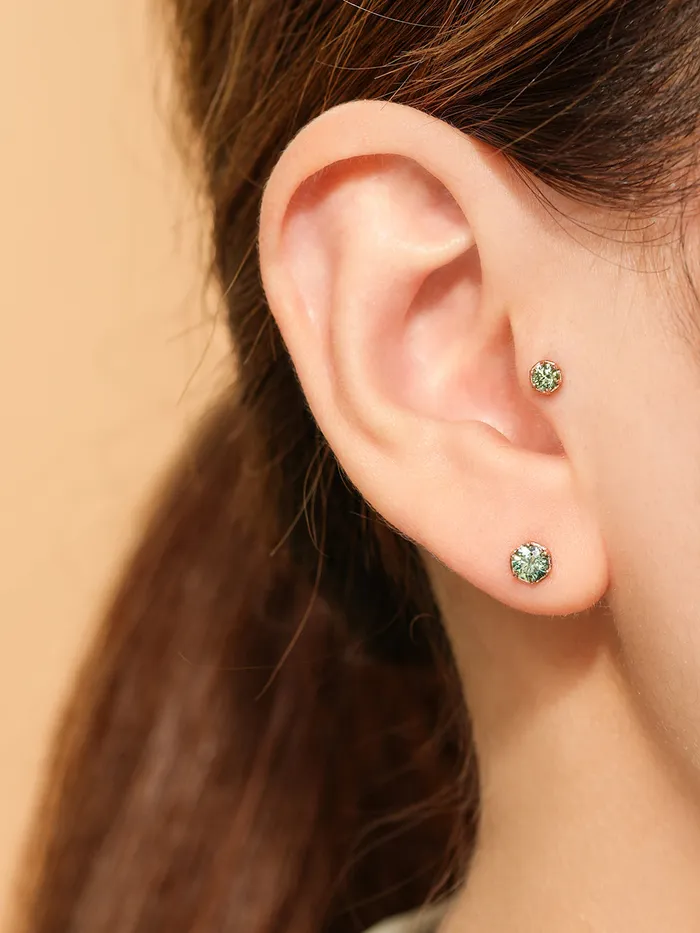 14K Gold Moissanite Imperial Internally Threaded Labret 18G16G MinimalBijoux PreStyled Sets