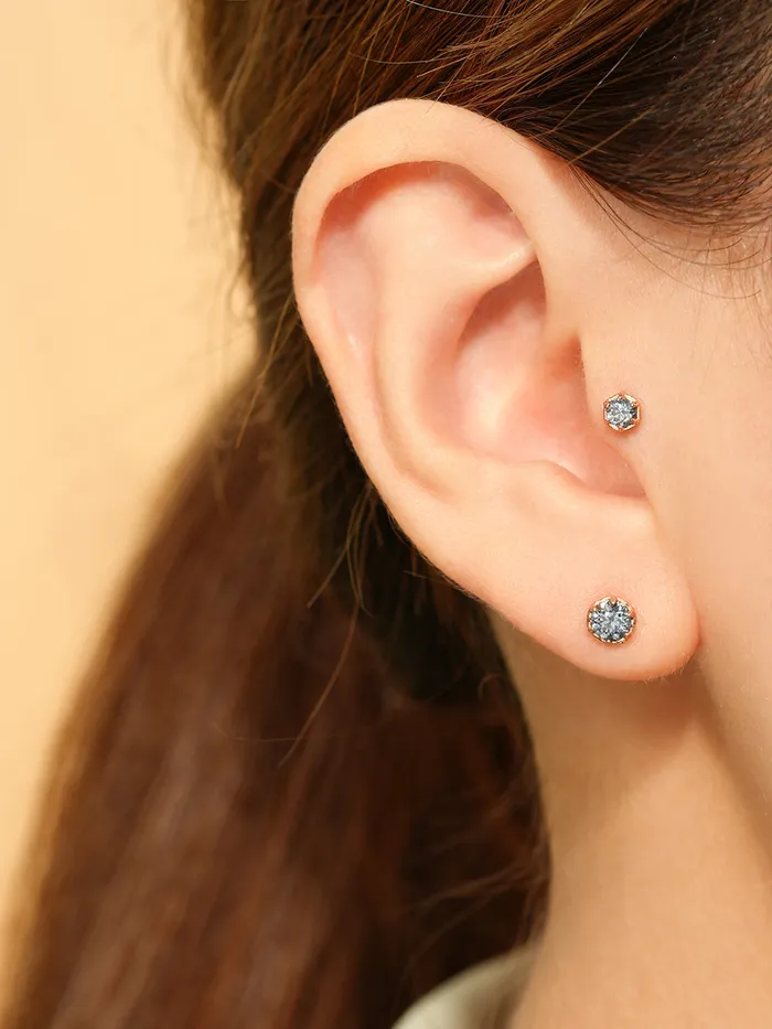 14K Gold Moissanite Imperial Internally Threaded Labret 18G16G MinimalBijoux PreStyled Sets