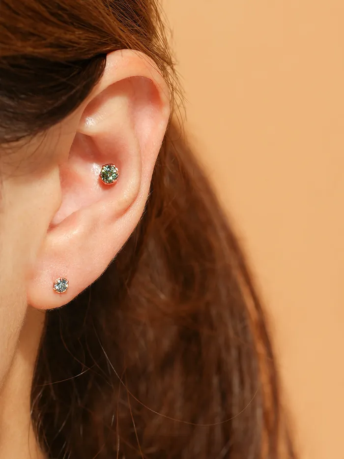 14K Gold Moissanite Imperial Internally Threaded Labret 18G16G MinimalBijoux PreStyled Sets