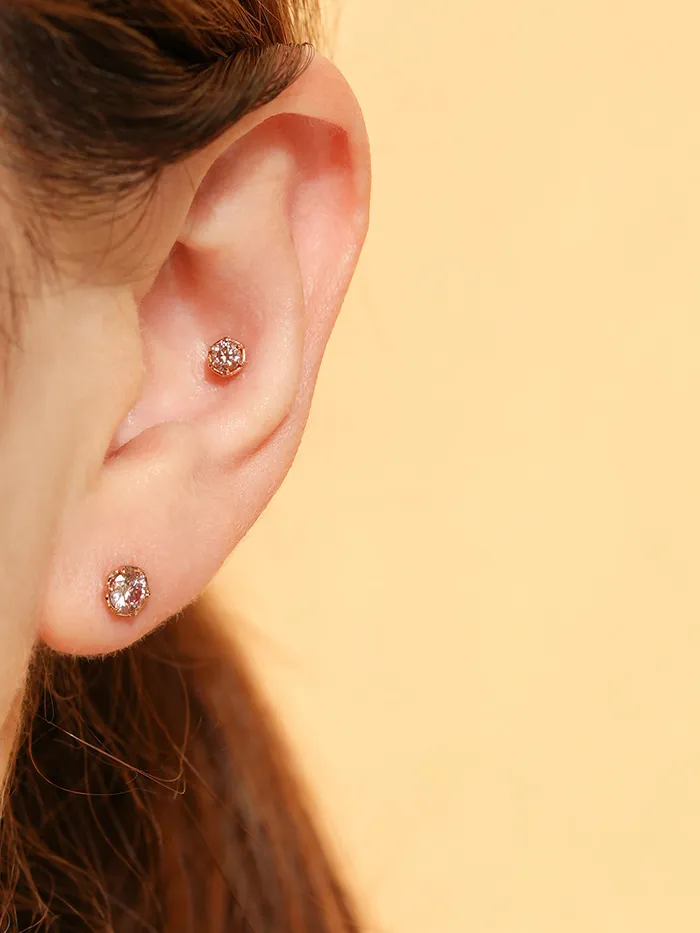 14K Gold Moissanite Imperial Internally Threaded Labret 18G16G MinimalBijoux PreStyled Sets