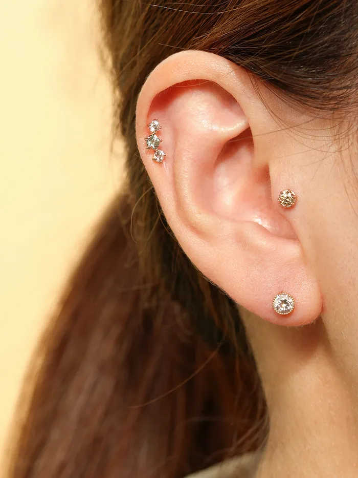 14K Gold Moissanite Imperial Internally Threaded Labret 18G16G MinimalBijoux PreStyled Sets