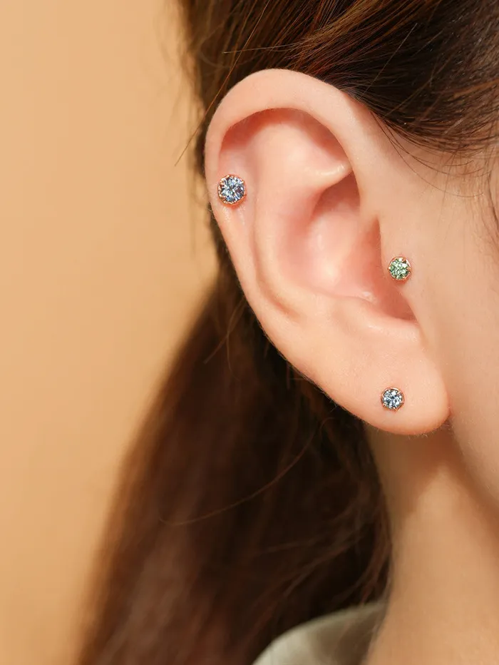 14K Gold Moissanite Imperial Internally Threaded Labret 18G16G MinimalBijoux PreStyled Sets