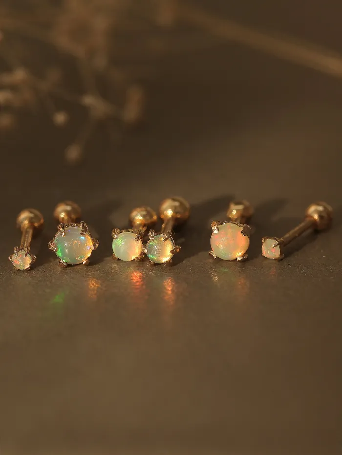 14K Gold Natural Opal cartilage earring 3mm 4mm 18g16g MinimalBijoux Earrings