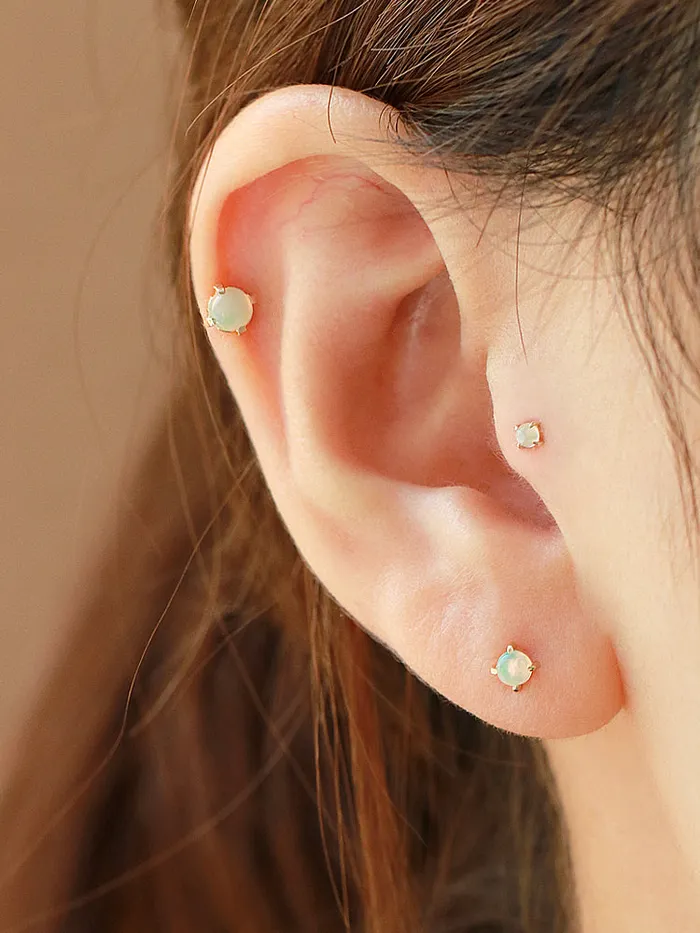 14K Gold Natural Opal cartilage earring 3mm 4mm 18g16g MinimalBijoux Earrings