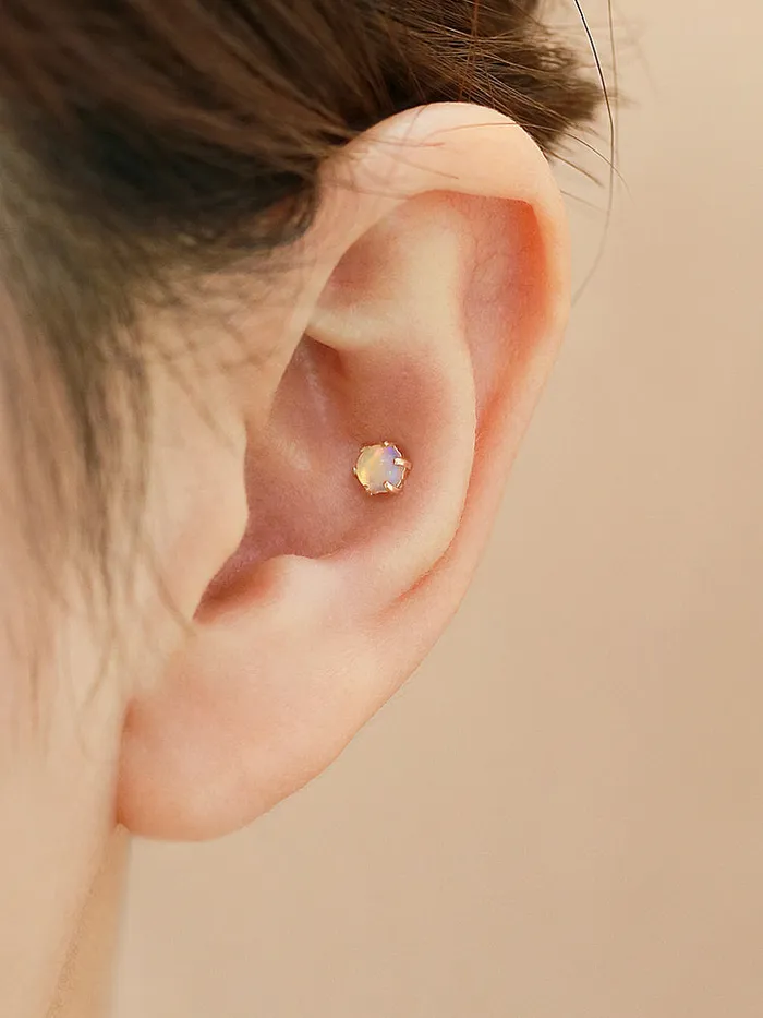 14K Gold Natural Opal cartilage earring 3mm 4mm 18g16g MinimalBijoux Earrings