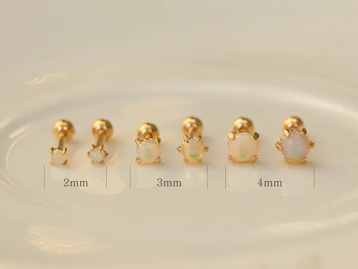 14K Gold Natural Opal cartilage earring 3mm 4mm 18g16g MinimalBijoux Earrings
