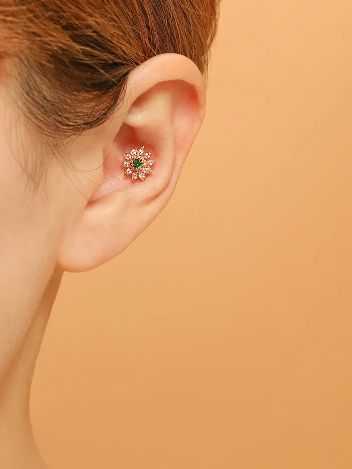 14K Gold Point Sunflower Cartilage Earring 18G16G MinimalBijoux Earrings