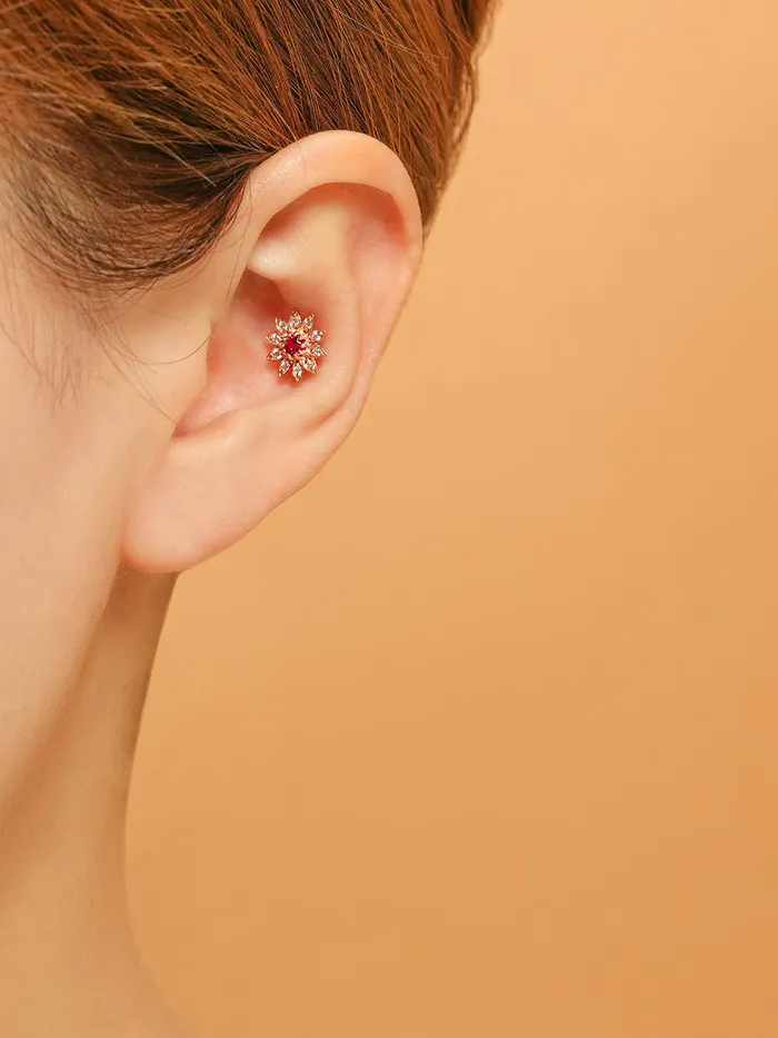 14K Gold Point Sunflower Cartilage Earring 18G16G MinimalBijoux Earrings