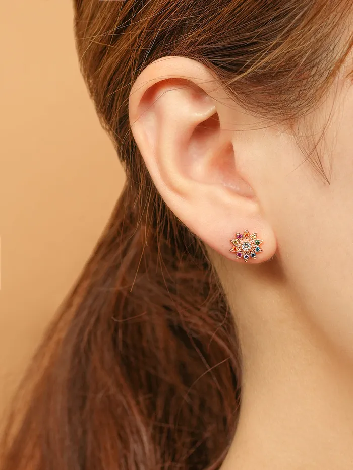 14K Gold Point Sunflower Cartilage Earring 18G16G MinimalBijoux Earrings