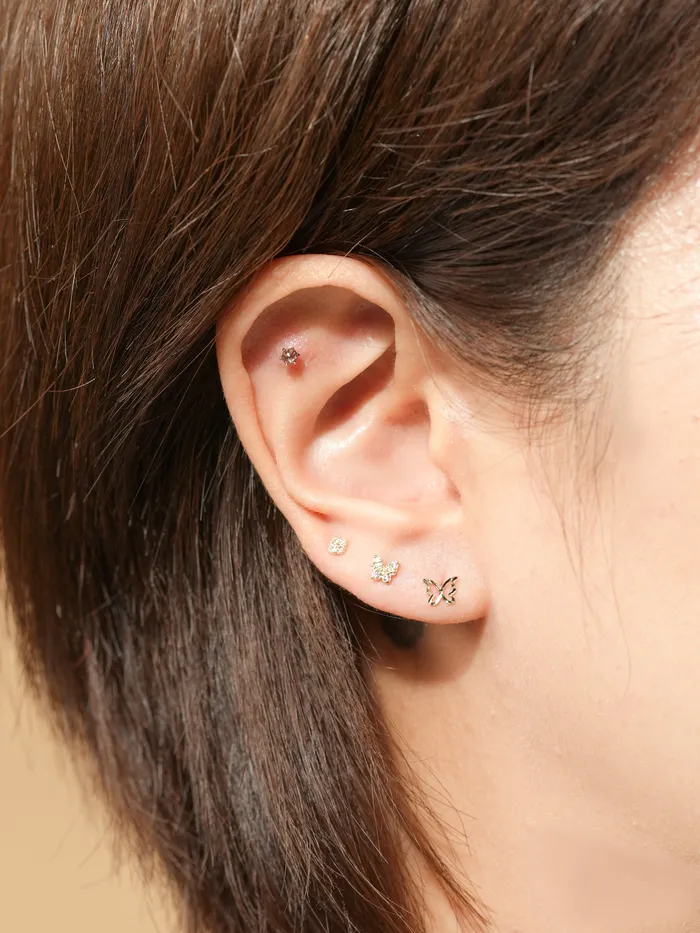 14K Gold Shining Butterfly Cartilage Earring 20G MinimalBijoux Earrings