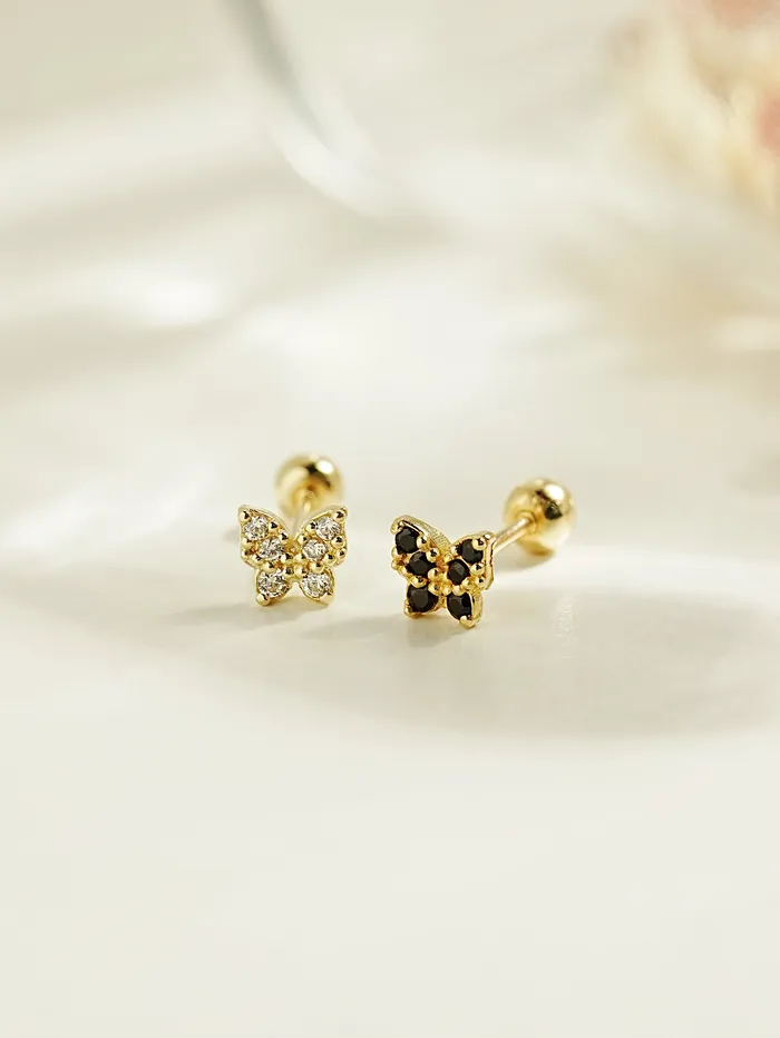 14K Gold Shining Butterfly Cartilage Earring 20G MinimalBijoux Earrings