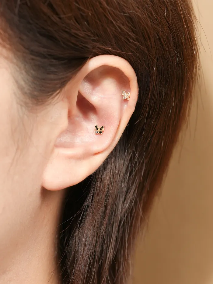 14K Gold Shining Butterfly Cartilage Earring 20G MinimalBijoux Earrings