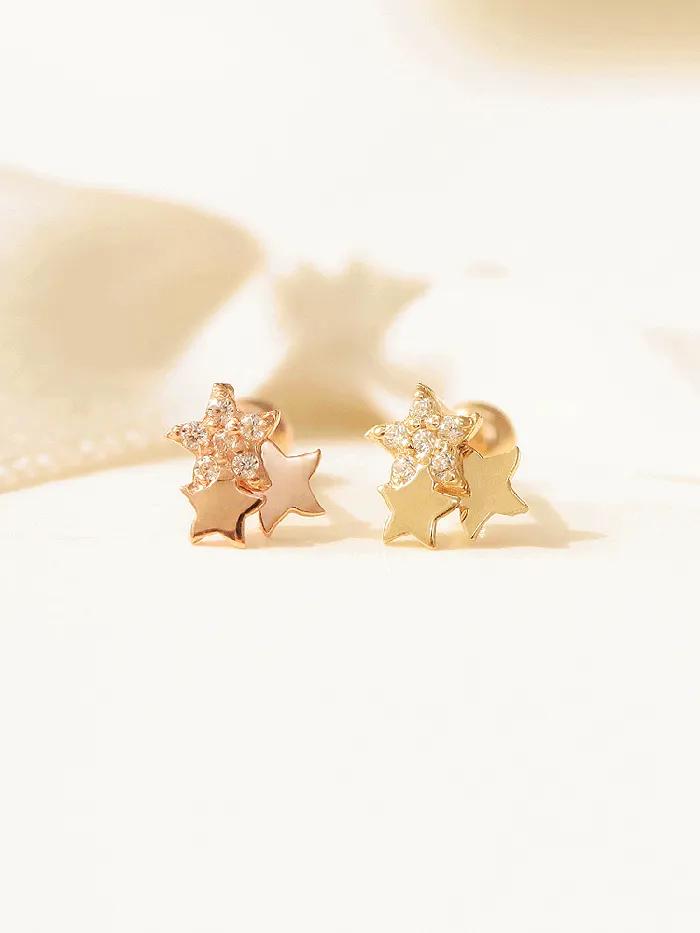 14K gold Star Cubic cartilage earring 20g MinimalBijoux Earrings