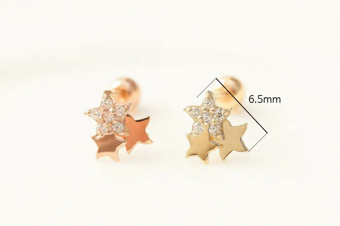 14K gold Star Cubic cartilage earring 20g MinimalBijoux Earrings