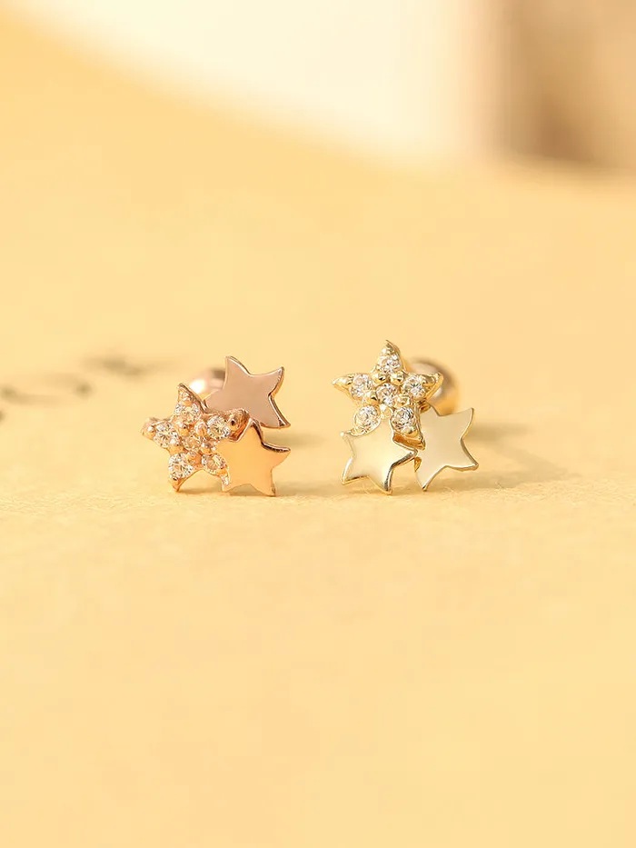 14K gold Star Cubic cartilage earring 20g MinimalBijoux Earrings