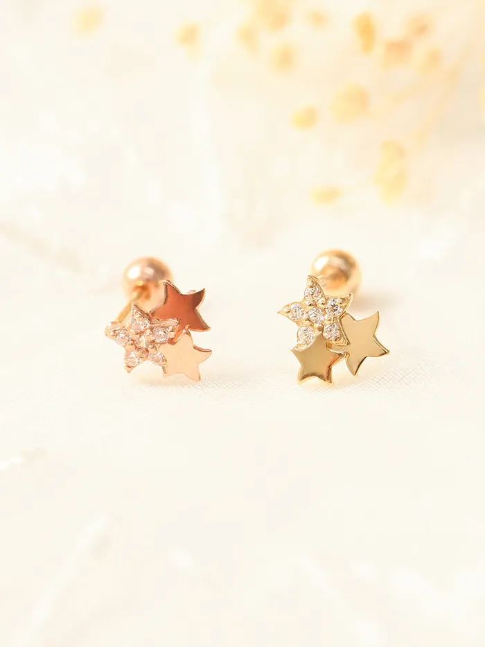 14K gold Star Cubic cartilage earring 20g MinimalBijoux Earrings