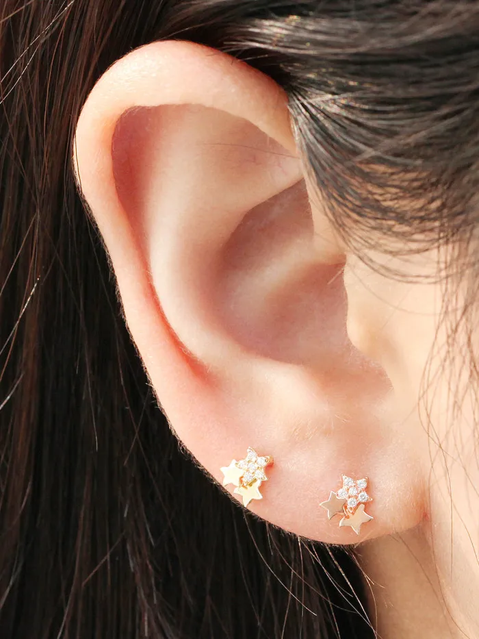 14K gold Star Cubic cartilage earring 20g MinimalBijoux Earrings