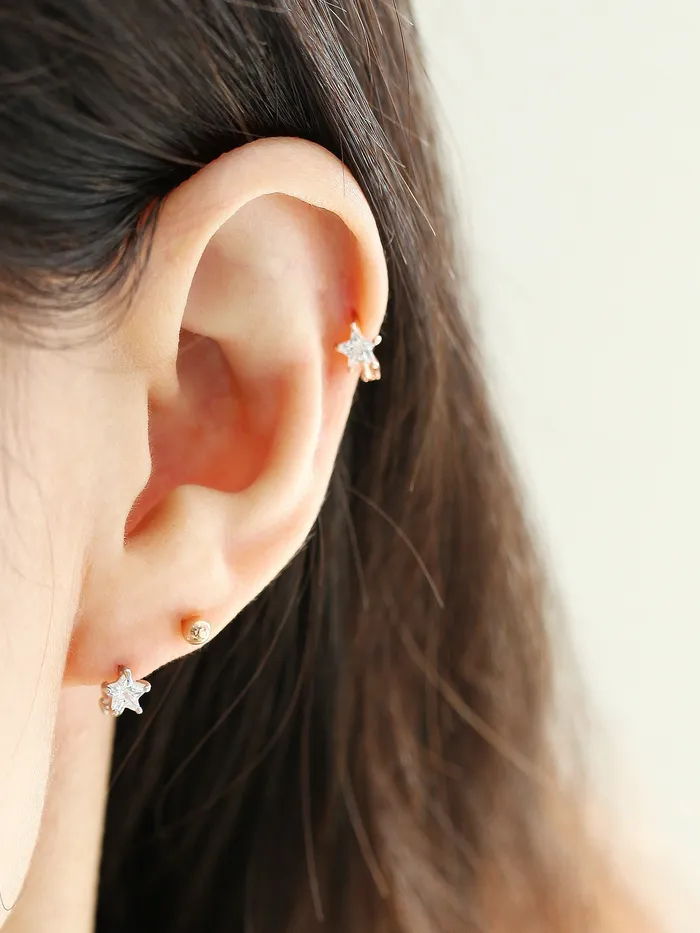 14K Gold star hoop earring MinimalBijoux Earrings