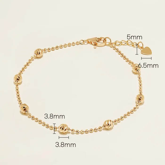 14K Two Tone Cutting Ball Chain Anklet Bracelet MinimalBijoux Bracelets
