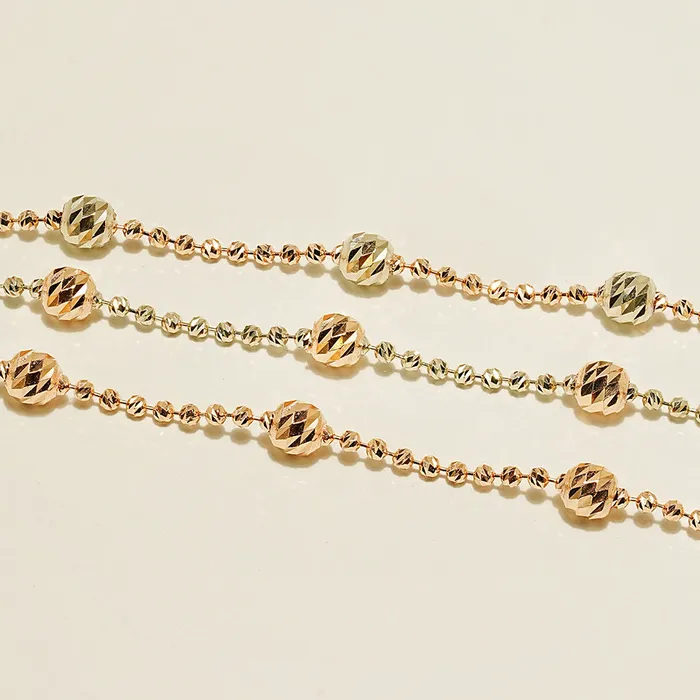 14K Two Tone Cutting Ball Chain Anklet Bracelet MinimalBijoux Bracelets
