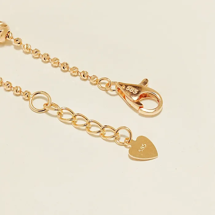 14K Two Tone Cutting Ball Chain Anklet Bracelet MinimalBijoux Bracelets