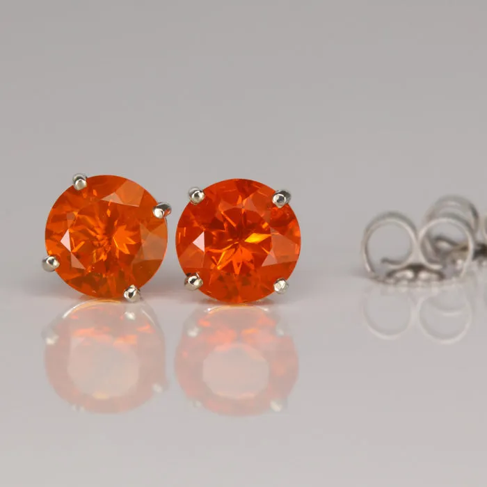 14K White Gold Fire Opal Stud Earrings 111cts vendorunknown Earrings