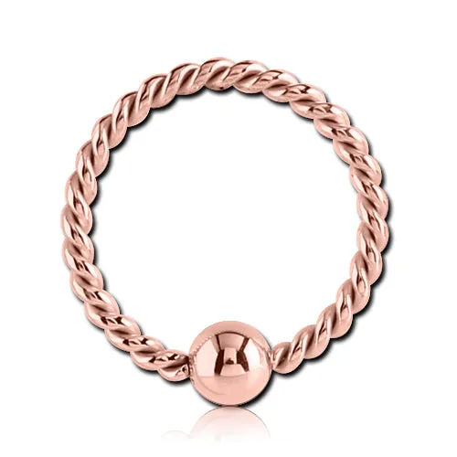 16g Braided Rose Gold Fixed Bead Ring Tulsa Body Jewelry Rings