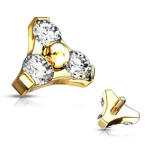 16g CZ Trinity Gold End Tulsa Body Jewelry PreStyled Sets