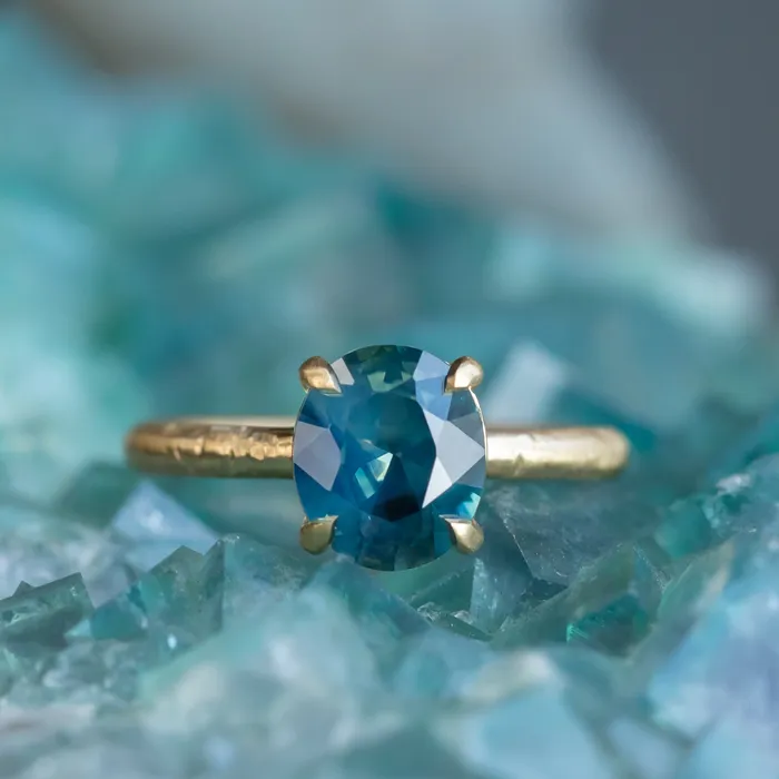 220ct Oval Silky Nigerian Sapphire Low Profile 4 Prong Evergreen Solitaire in 18k Yellow Gold Anueva Jewelry PreStyled Sets
