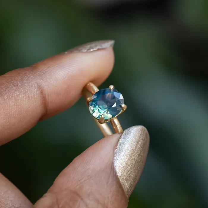 220ct Oval Silky Nigerian Sapphire Low Profile 4 Prong Evergreen Solitaire in 18k Yellow Gold Anueva Jewelry PreStyled Sets
